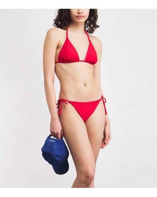 Polo Ralph Lauren Red Jacquard Bikini Top