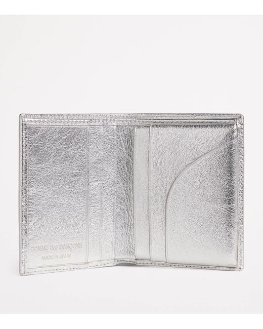Comme des Garçons Gray Leather Folding Card Holder for men