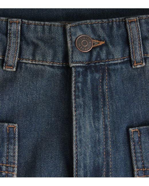 ME+EM Blue Mid-Rise Super Wide-Leg Jeans