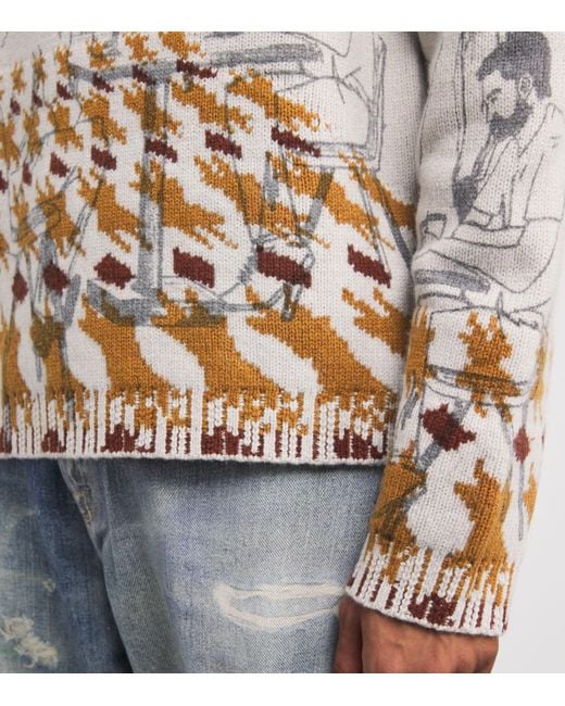 J.W. Anderson White Wool-Blend Jacquard Print Sweater for men