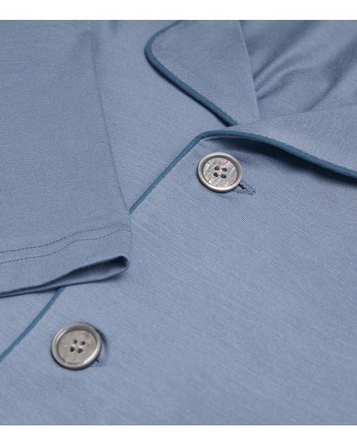 Derek Rose Blue Micro Modal Basel Pyjama Set for men