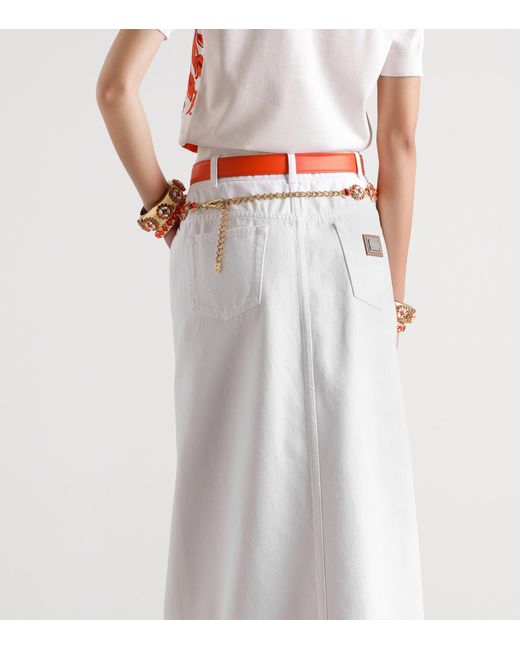Dolce & Gabbana White Denim Maxi Skirt