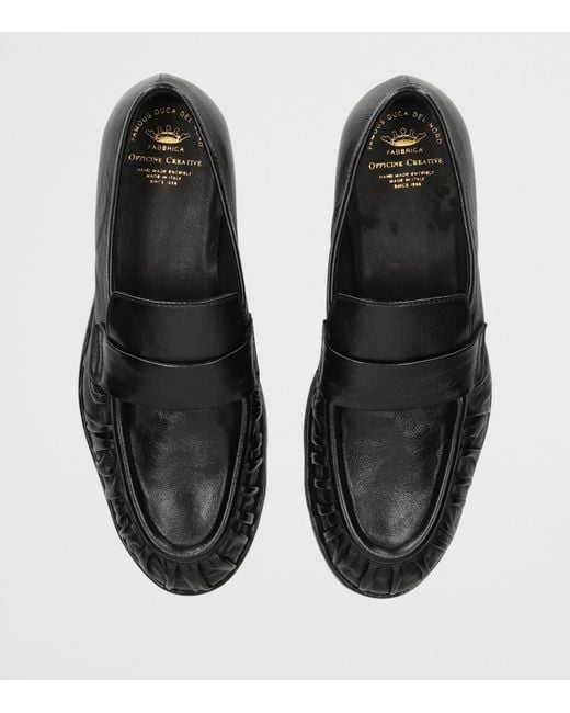 Officine Creative Black Leather Solitude Penny Loafers