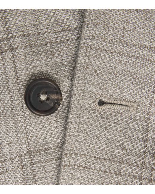 FIORONI CASHMERE Gray Wool-Blend Check Bomber Jacket for men