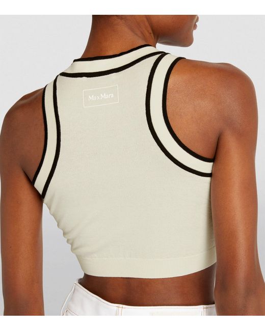 Max Mara Natural Knitted Contrast Crop Top