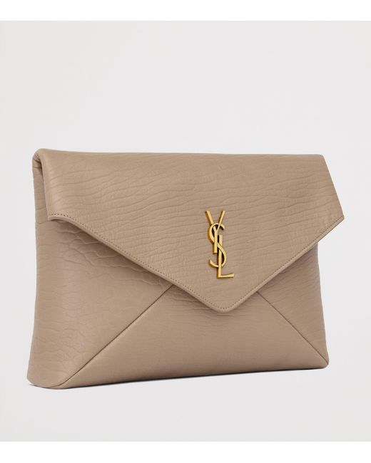 Saint Laurent Natural Large Leather Cassandre Envelope Pouch