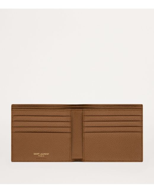 Saint Laurent Brown Leather Cassandre Bifold Wallet for men