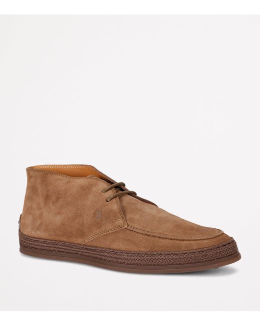 Tod's Brown Suede Gomma Desert Boots for men