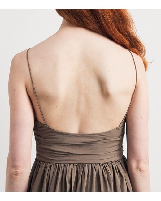 Matteau Brown Organic Cotton Gathered Midi Dress