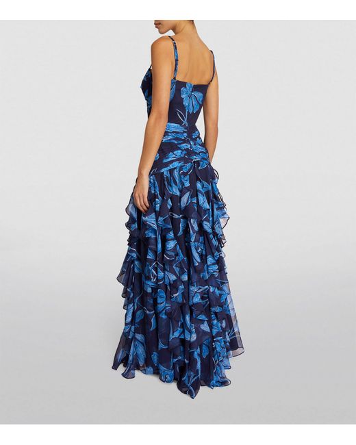 PATBO Blue Beaded Strapless Maxi Dress