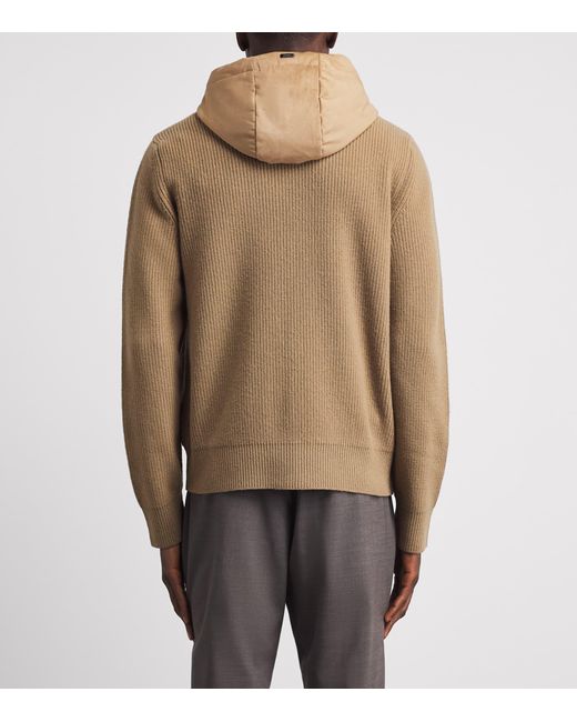 Herno Brown Wool Hybrid Hooded Jacket for men