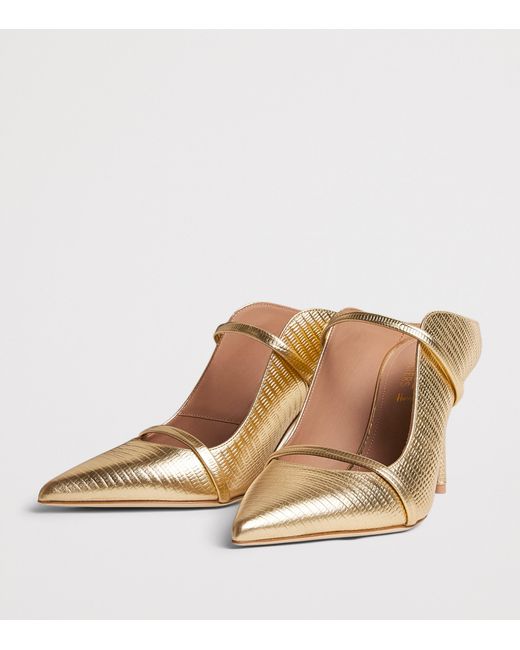 Malone Souliers Natural X Harrods Exclusive Metallic Leather Embossed Maureen Mules 85