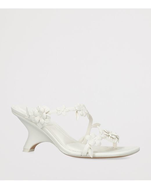 Jonathan Simkhai White Leather Floral Willow Heeled Sandals 75
