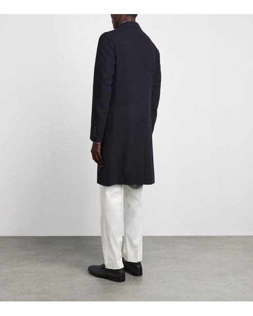 Canali Blue Wool Overcoat for men