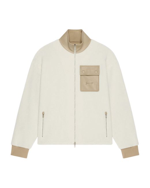 Givenchy White Leather-Trim Fleece Jacket for men