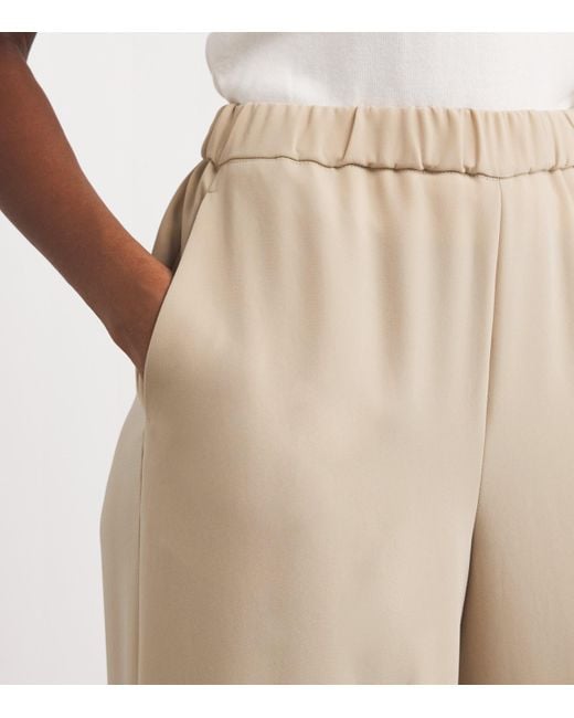 Max Mara Natural Cady Elasticated Wide-Leg Trousers