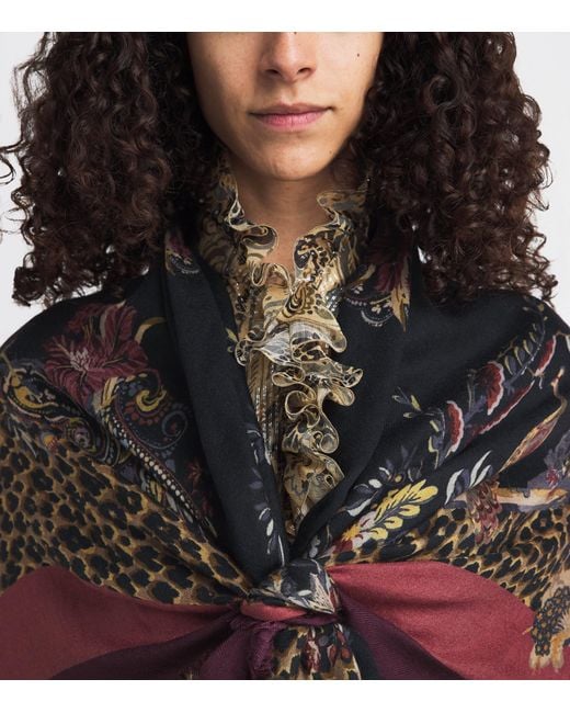 Etro Red Wool-Silk Paisley Aida Shawl