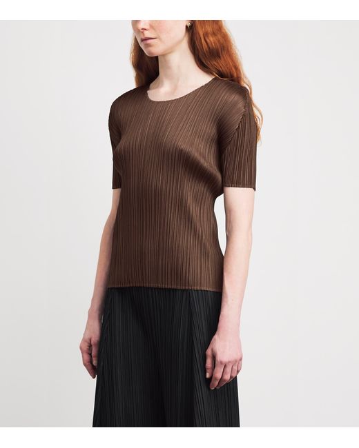 Pleats Please Issey Miyake Brown Short-Sleeve New Colorful Basics 4 Top