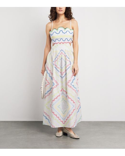 Mary Katrantzou White Stretch-Cotton Finley Midi Dress