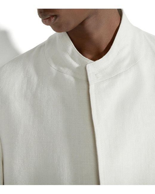 Zegna White Linen Guru-collar Blazer for men