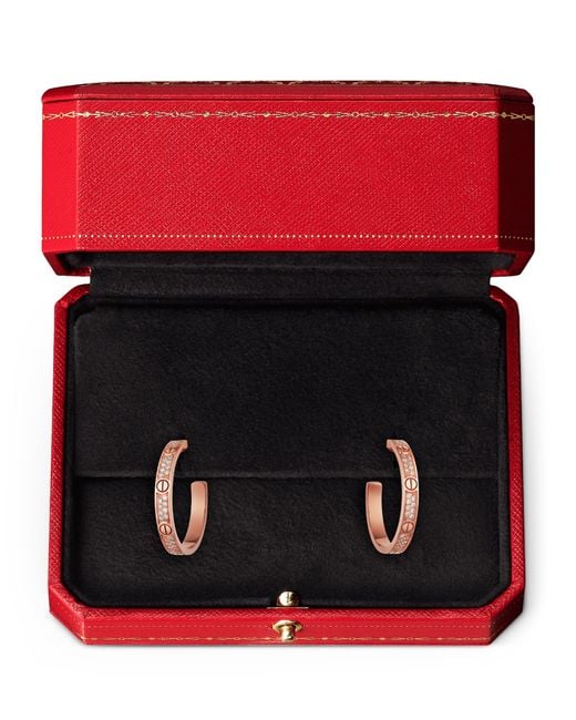 Cartier White And Diamond Love Hoop Earrings