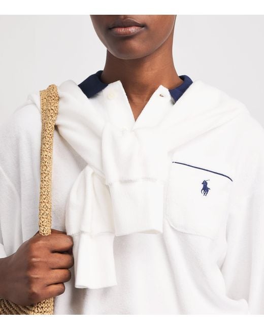 Polo Ralph Lauren White Towelling Polo Pony Sweatshirt