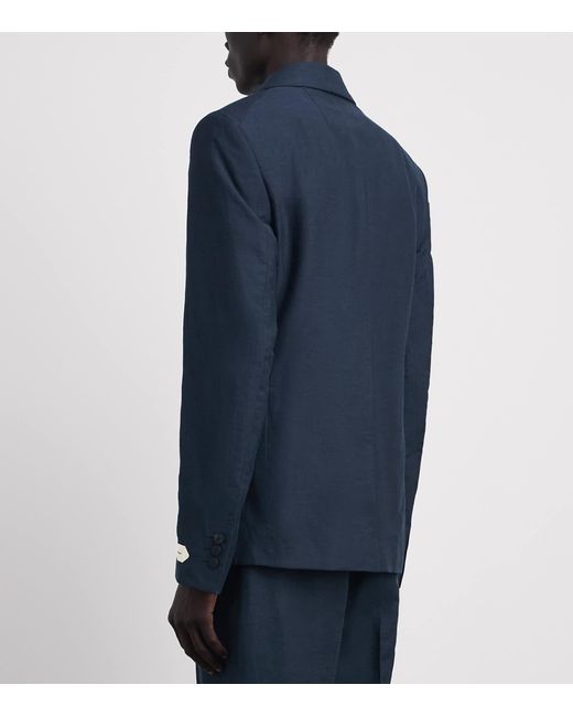 Jacquemus Blue Linen-Blend Melo Blazer for men