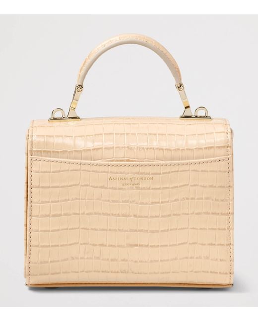 Aspinal Natural Mini Leather Mayfair Top-Handle Bag