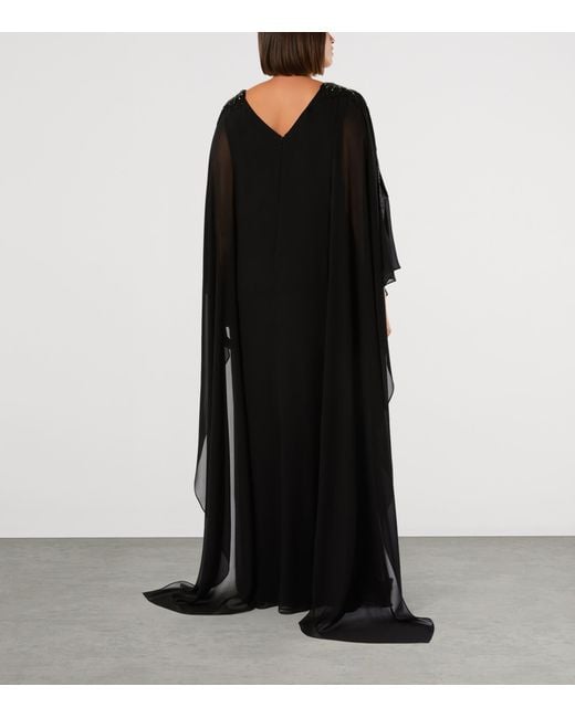 Marina Rinaldi Black Embellished Caped Gown