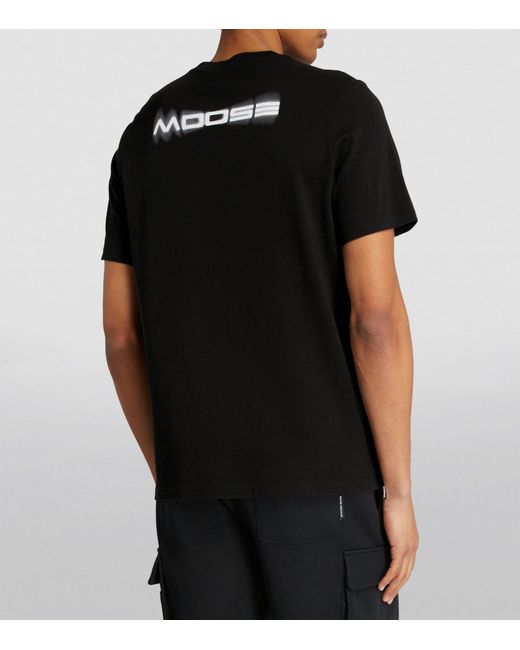 Moose Knuckles Black Airbrushed Logo Maurice T-shirt for men