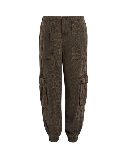 AllSaints Brown Leopard Print Freya Cargo Trousers