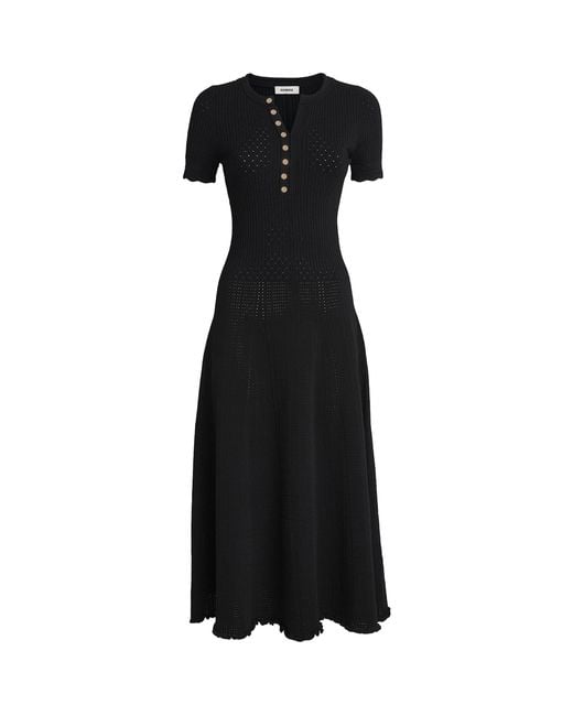 Sandro Black Knitted Midi Dress