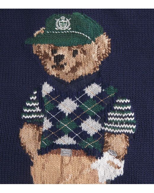 Ralph Lauren Blue Cotton-Blend Polo Bear Sweater for men