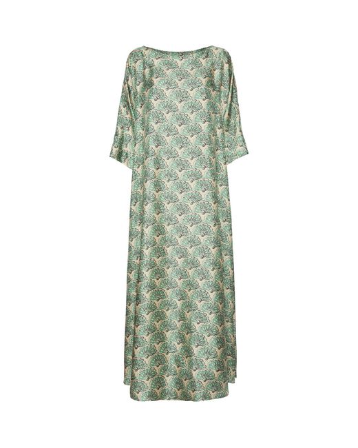 LaDoubleJ Green Silk Muumuu Maxi Dress