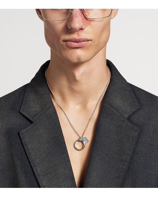 Balenciaga White Saint-Germain Ring Necklace for men