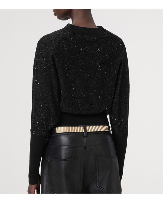 AllSaints Black Wool-Blend Sparkle Ridley Sweater