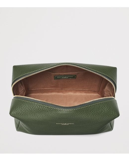 Aspinal Green Large Leather London Cosmetic Case