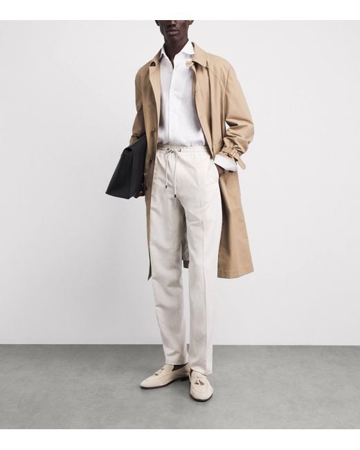 Pal Zileri White Linen Jacquard Shirt for men