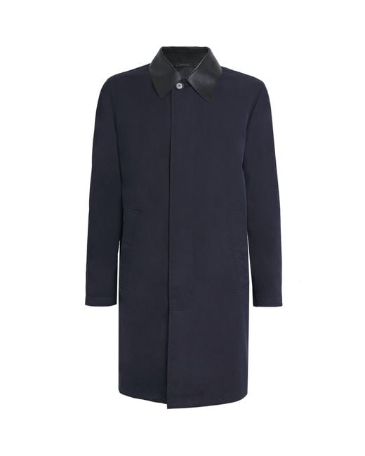 Brioni Blue Leather-Trim Reversible Jacket for men