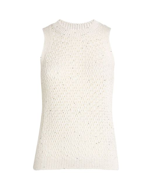 Eleventy White Sequinned Sweater Vest