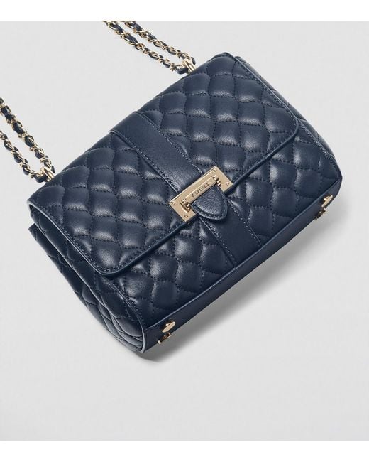 Aspinal Blue Leather Lottie Shoulder Bag