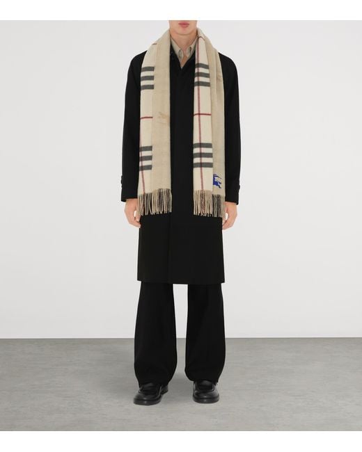 Burberry Natural Cashmere Reversible Check Ekd Scarf