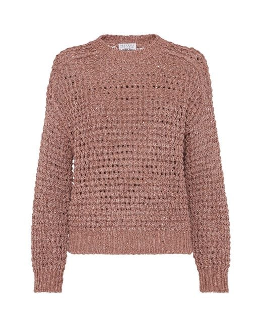Brunello Cucinelli Pink Dazzling Net Sweater