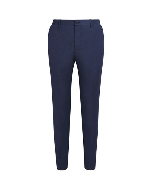 Pal Zileri Blue Wool-Blend Slim Trousers for men