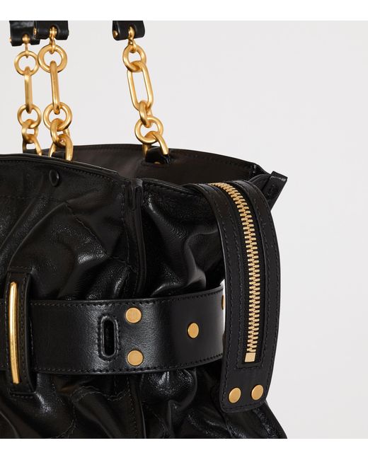 Balmain Black Small Leather Anthem Shoulder Bag