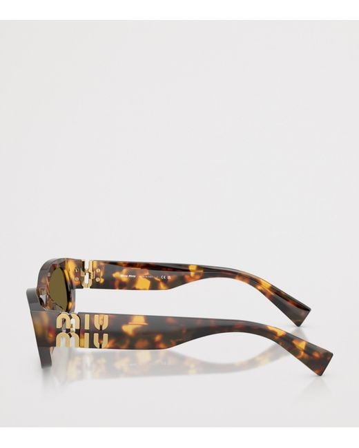 Miu Miu Green Tortoiseshell Rectangle Sunglasses