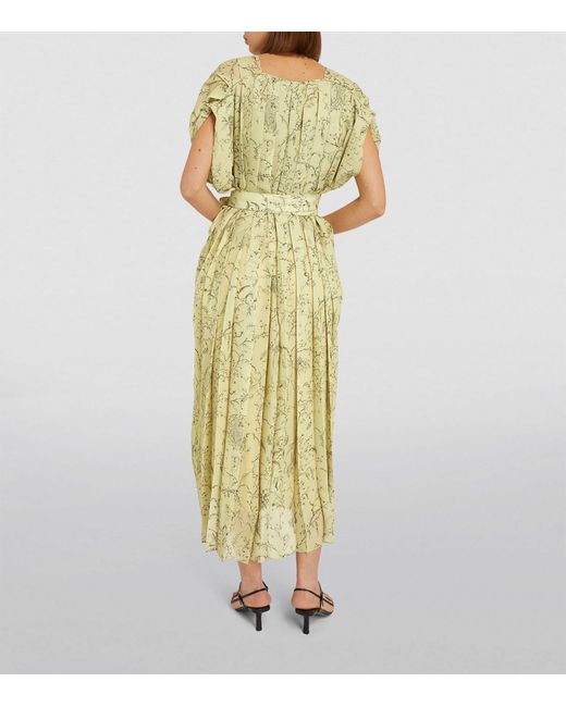 Fabiana Filippi Metallic Tie-waist Floral Print Midi Dress