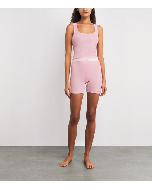 Skims Multicolor Stretch-Cotton Ribbed Tank Tops