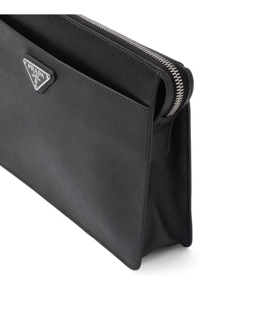 Prada Black Saffiano Leather Pouch for men