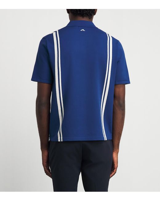 J.Lindeberg Blue Rylan Stripe Knit Golf Polo Shirt for men